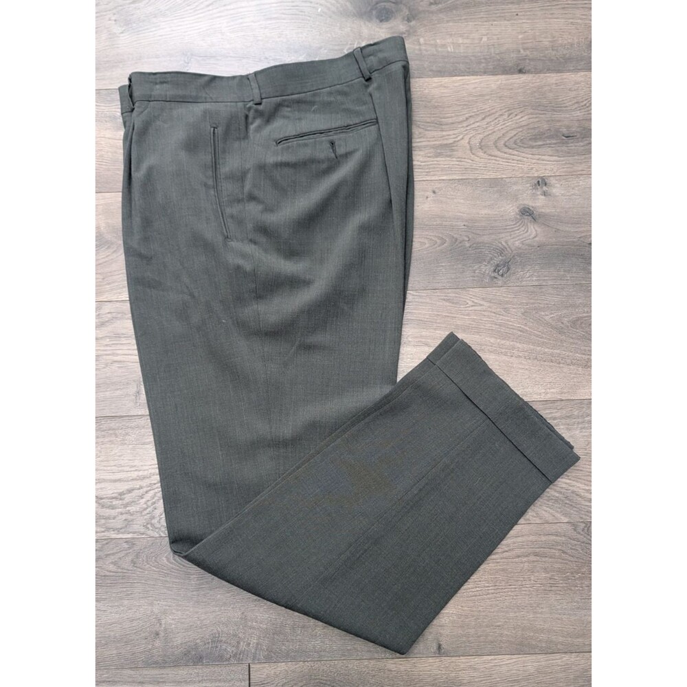 Hugo Boss Men’s Dress Pants Size 38 Green Natural Stretch Wool Blend Cuffed